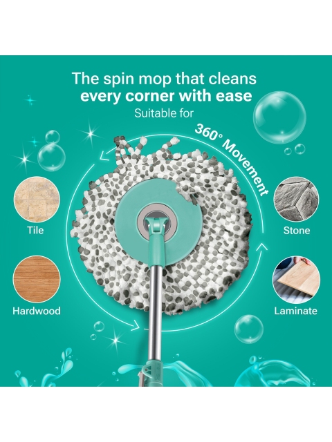 SPOTZERO by MILTON Classic 360 Degree Easy Wheels Cleaning Spin Mop & 2 Refills & Bucket - Image 5