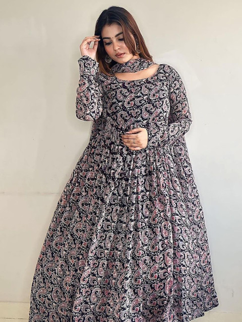 Tulip Eden Paisley Printed Georgette Anarkali Kurta WIth Dupatta - Image 6