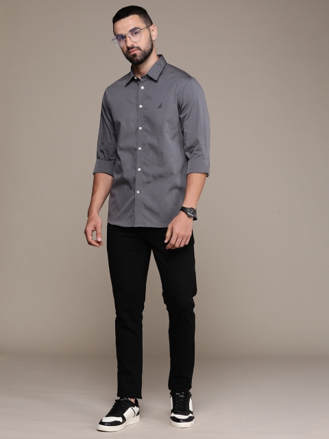 Nautica Pure Cotton Slim Fit Opaque Wrinkle Resistant Casual Shirt - Image 7