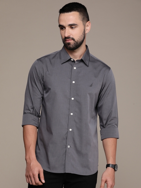 Nautica Pure Cotton Slim Fit Opaque Wrinkle Resistant Casual Shirt - Image 4
