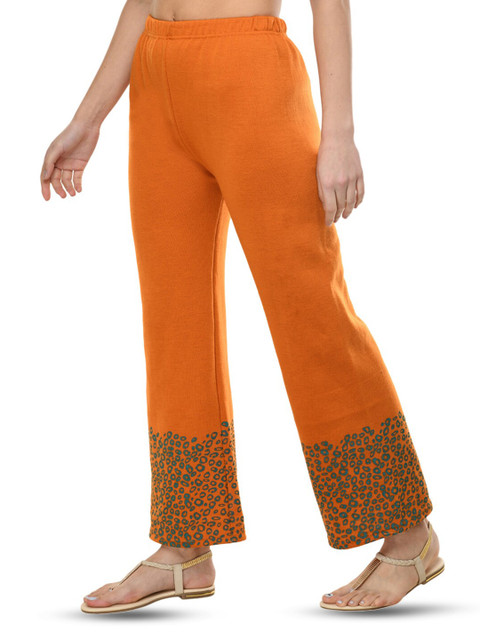 BAESD Abstract Printed Flared Knitted Wool Palazzos - Image 2