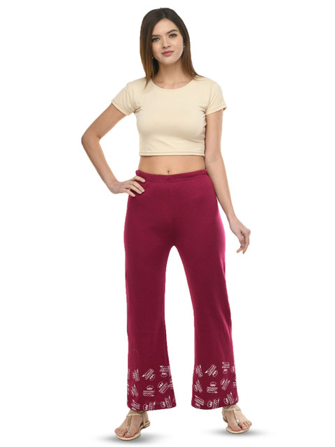 BAESD Typography Printed Knitted Wool Acrylic Palazzos - Image 4