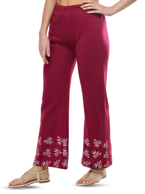 BAESD Typography Printed Knitted Wool Acrylic Palazzos - Image 2