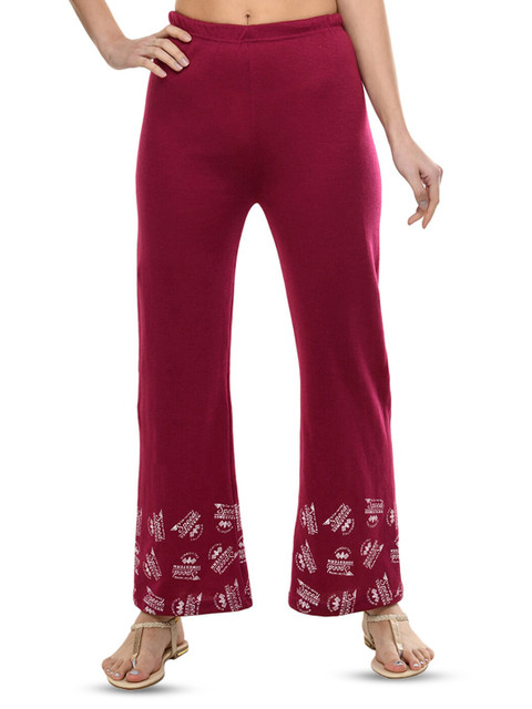 BAESD Typography Printed Knitted Wool Acrylic Palazzos