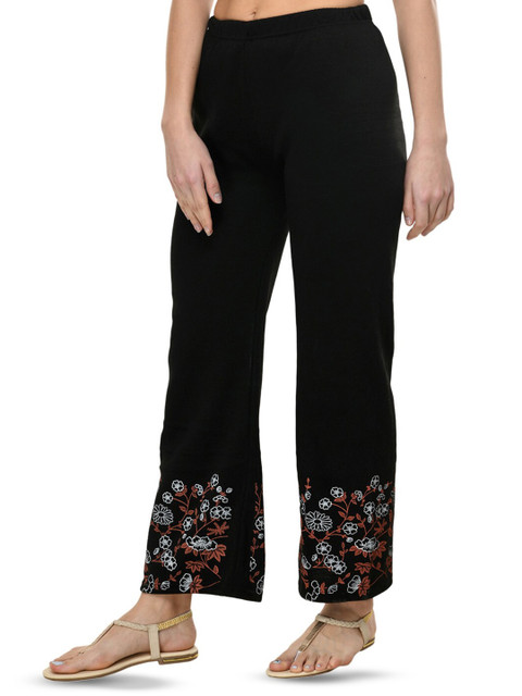 BAESD Floral Printed Flared Knitted Wool Ethnic Palazzos - Image 2