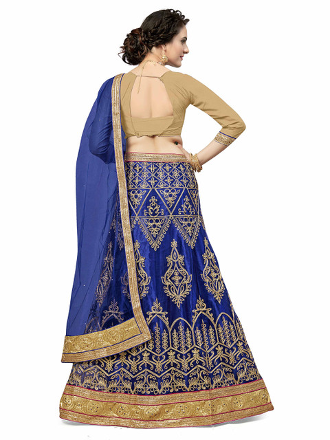 MANVAA Embroidered Thread Work Semi-Stitched Lehenga & Unstitched Blouse With Dupatta - Image 3
