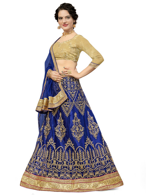 MANVAA Embroidered Thread Work Semi-Stitched Lehenga & Unstitched Blouse With Dupatta - Image 2