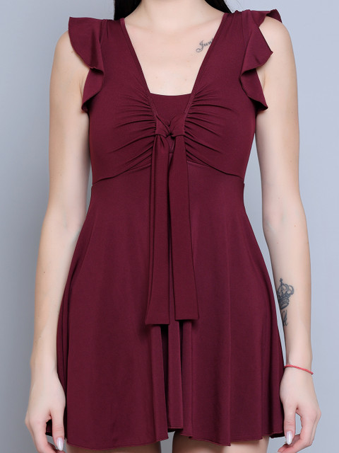 N-Gal Padded 4-Way Stretch Quick Dry One Piece Swimming Dress With Attached Shorts - Image 6