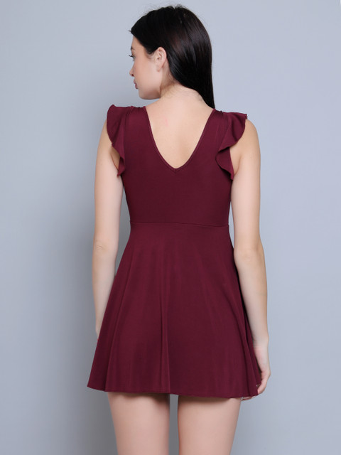 N-Gal Padded 4-Way Stretch Quick Dry One Piece Swimming Dress With Attached Shorts - Image 3