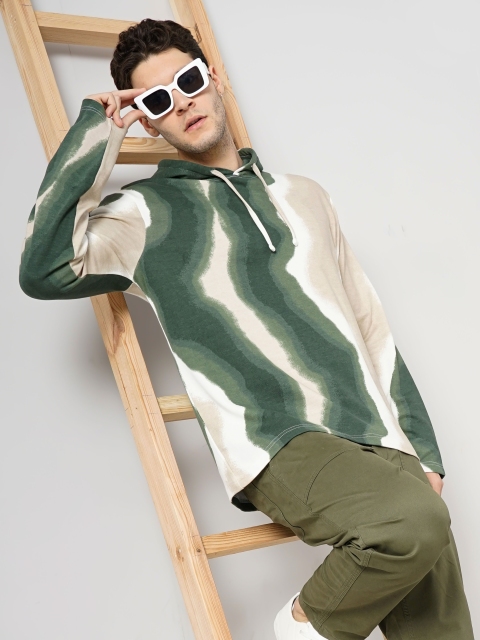 Celio Abstract Printed Hooded Loose Fit Cotton Sweatshirt - Image 6