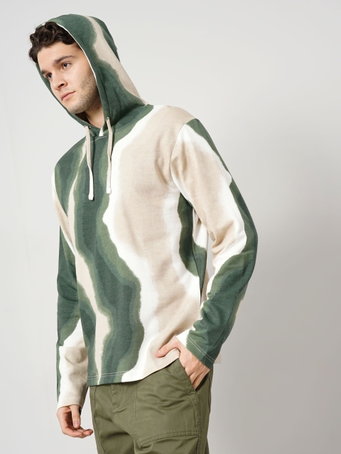 Celio Abstract Printed Hooded Loose Fit Cotton Sweatshirt - Image 3