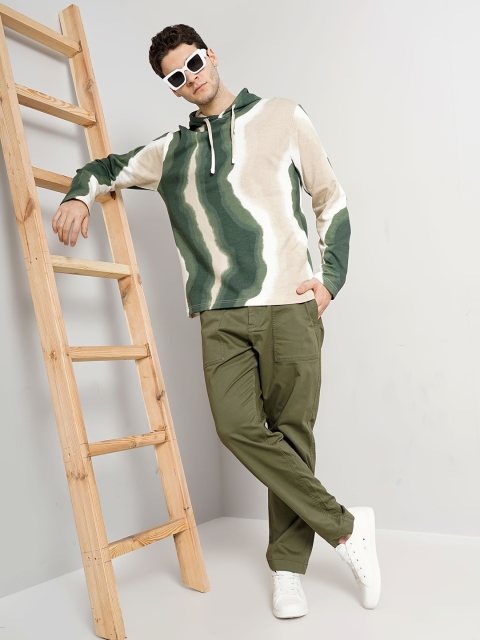 Celio Abstract Printed Hooded Loose Fit Cotton Sweatshirt - Image 7