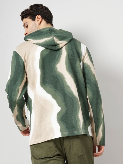 Celio Abstract Printed Hooded Loose Fit Cotton Sweatshirt - Image 4