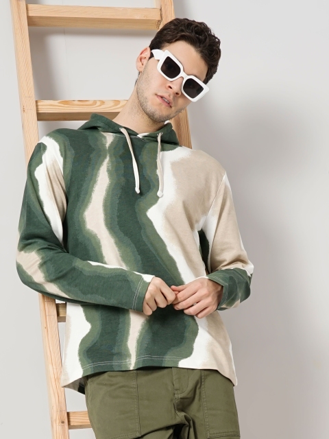 Celio Abstract Printed Hooded Loose Fit Cotton Sweatshirt - Image 5