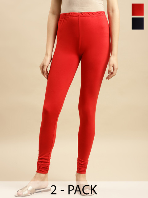 Rangita Pack Of 2 Knitted Churidar-Length Pure Cotton Leggings