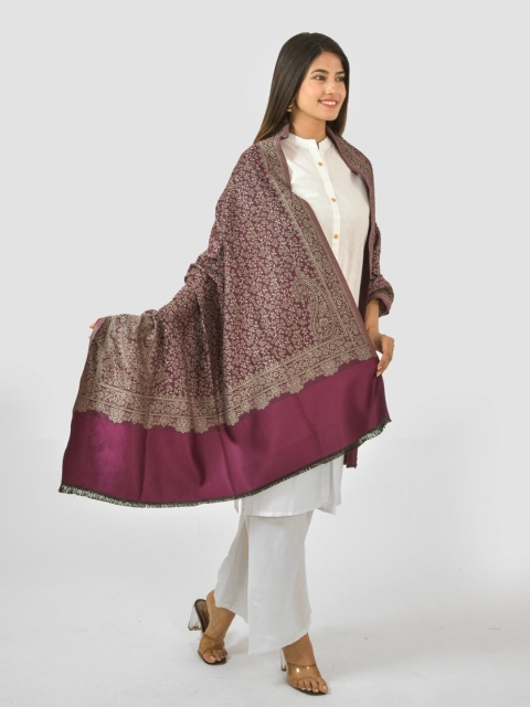 BAISA Floral Woven Design Acrylic & Wool Shawl - Image 5