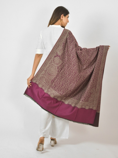 BAISA Floral Woven Design Acrylic & Wool Shawl - Image 4