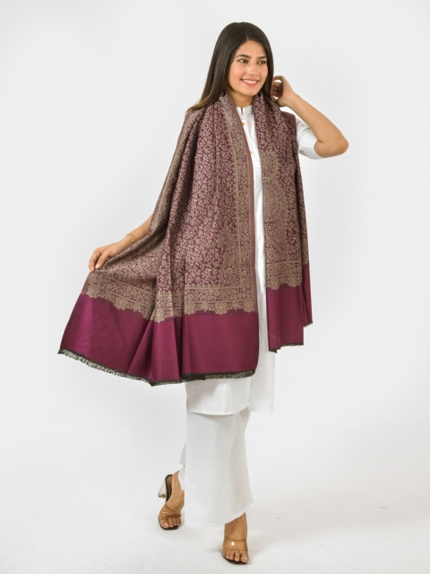 BAISA Floral Woven Design Acrylic & Wool Shawl - Image 6