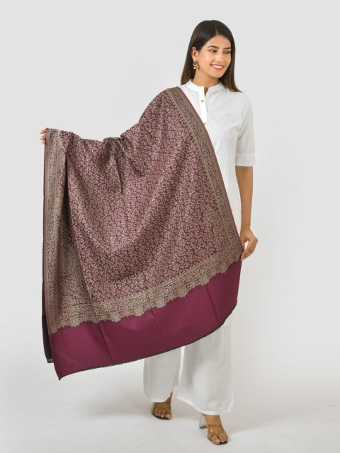 BAISA Floral Woven Design Acrylic & Wool Shawl - Image 3