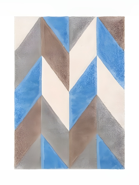 Shopgallery Brown & Blue Geometric Anti-Skid Shaggy Carpet - Image 4