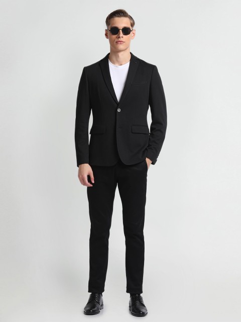 Arrow Notched Lapel Long Sleeves Slim-Fit Single Breasted Blazer - Image 5