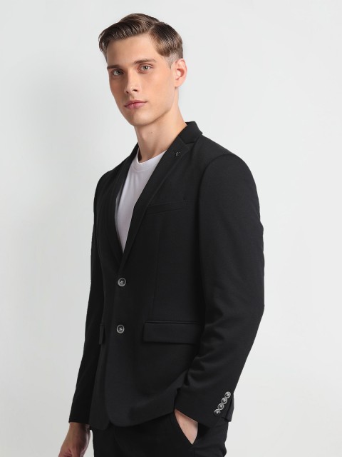 Arrow Notched Lapel Long Sleeves Slim-Fit Single Breasted Blazer - Image 3