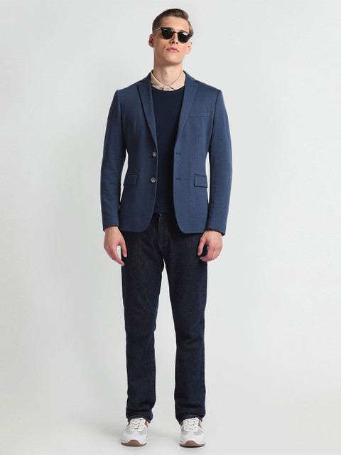 Arrow Men Slim-Fit Notched Lapel Long Sleeves Single Breasted Blazer - Image 5