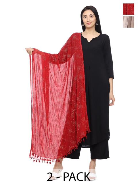 Tulip Eden Pack Of 2 Ethnic Motifs Foil Printed Dupatta