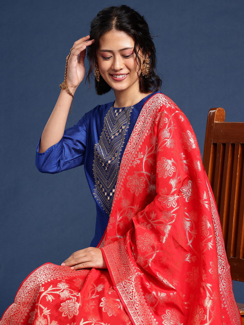 Taavi Ethnic Motifs Woven Design Handloom Dupatta
