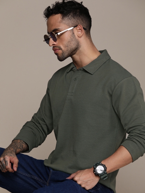 Roadster Men Solid Polo Collar Relaxed Fit T-shirt