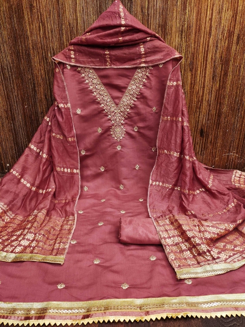 KALINI Ethnic Motifs Embroidered Sequinned Unstitched Dress Material