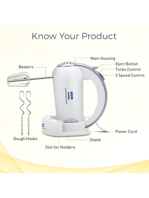 Kent White 300 W 5 Speed Control Hand Blender - Image 4