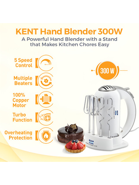 Kent White 300 W 5 Speed Control Hand Blender - Image 3