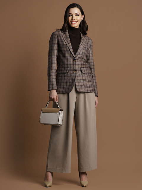 Allen Solly Woman Checked Single-Breasted Formal Blazers - Image 5