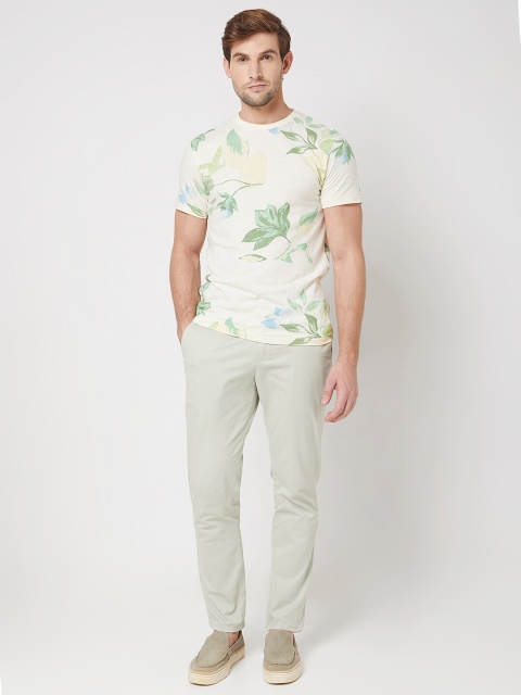 Mufti Floral Printed Pure Cotton Slim Fit T-shirt - Image 5