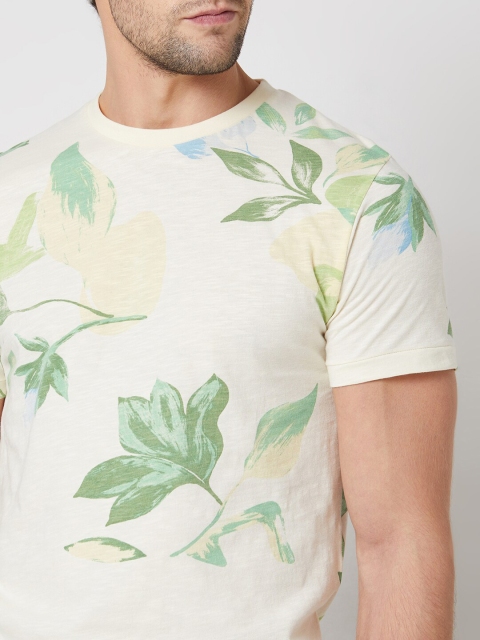 Mufti Floral Printed Pure Cotton Slim Fit T-shirt - Image 2