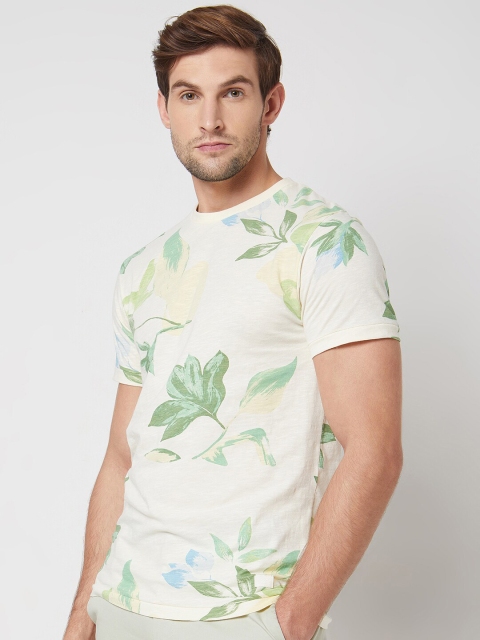 Mufti Floral Printed Pure Cotton Slim Fit T-shirt - Image 3