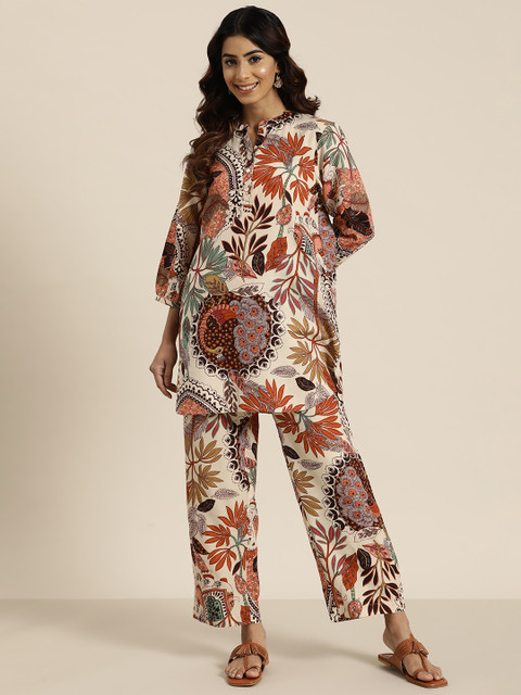 HERE&NOW Women Printed Pure Cotton Ethnic Co-Ords Set