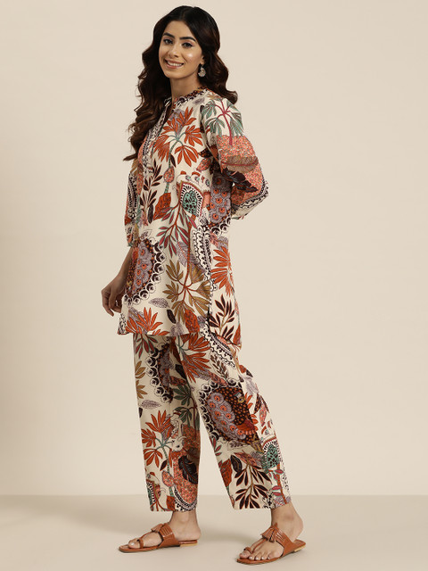 HERE&NOW Women Printed Pure Cotton Ethnic Co-Ords Set - Image 4