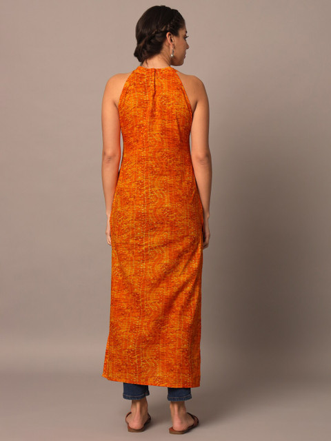 Meeranshi Bandhani Printed Halter Neck Cotton Straight Kurta - Image 4
