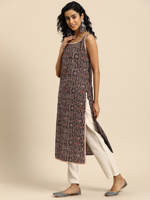 anayna Women Ethnic Motifs Printed Gotta Patti Kurta - Image 3