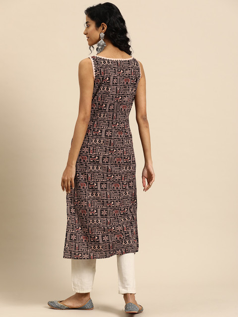 anayna Women Ethnic Motifs Printed Gotta Patti Kurta - Image 4