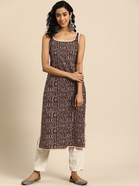 anayna Women Ethnic Motifs Printed Gotta Patti Kurta
