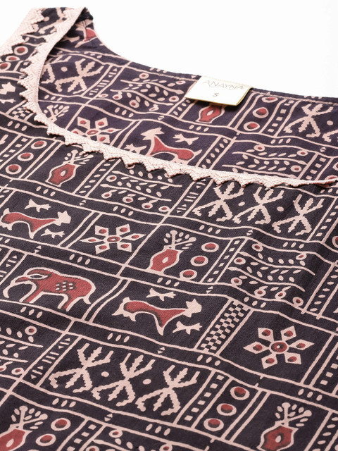 anayna Women Ethnic Motifs Printed Gotta Patti Kurta - Image 2