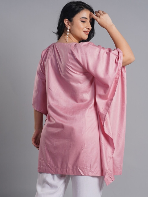 LetsDressUp Plus Size Floral Printed V-Neck Kaftan Kurti - Image 4