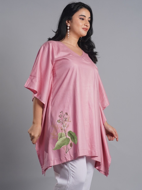 LetsDressUp Plus Size Floral Printed V-Neck Kaftan Kurti - Image 3