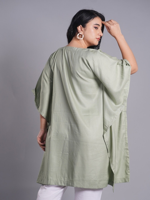 LetsDressUp Plus Size Floral Printed V-Neck Kaftan Kurti - Image 4