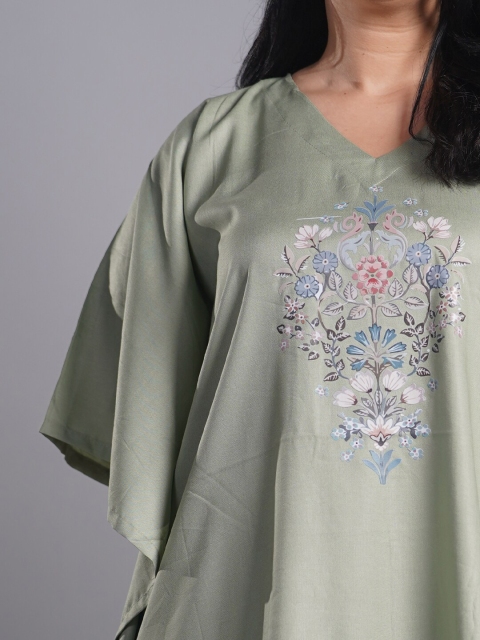 LetsDressUp Plus Size Floral Printed V-Neck Kaftan Kurti - Image 2