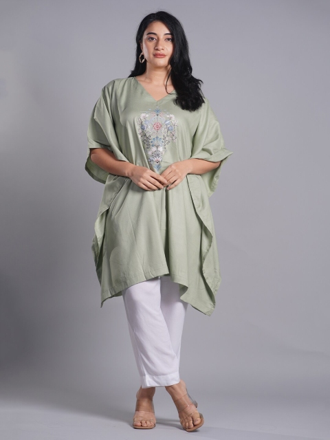 LetsDressUp Plus Size Floral Printed V-Neck Kaftan Kurti - Image 5