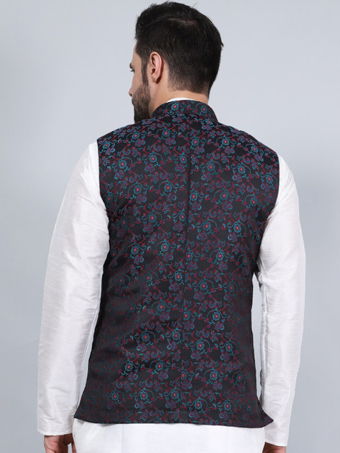Wintage Printed Woven Nehru Jacket - Image 4